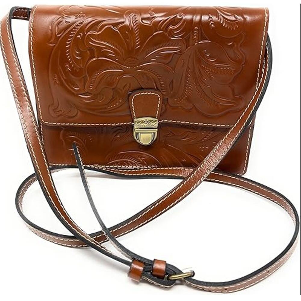 Patricia Nash Florence Brown Tooled Locri Crossbody Handbag One Size